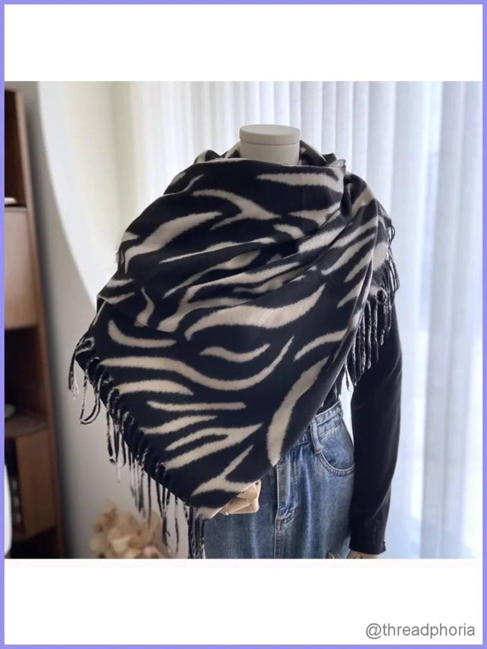 Chunky Plaid Winter Scarf & Wrap Shawl, Soft Tassel